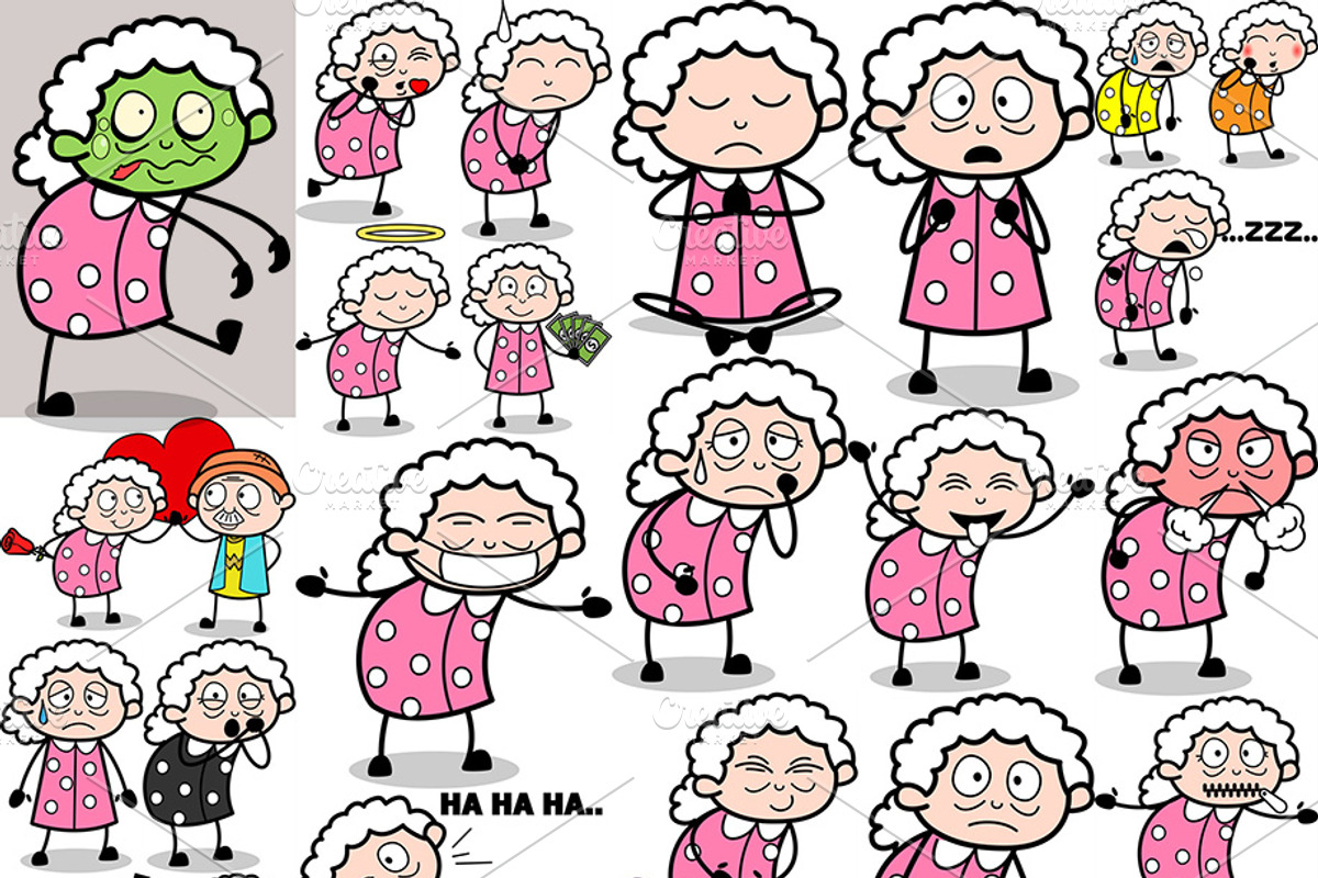 Grandmother ~ Cartoon Character Set, a Person Illustration by The Toon Company (Photo 6 of 12)