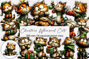 Christmas Whimsical Cats Clipart, an Illustration by Designworld