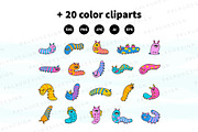 Caterpillar Clipart Bundle, an Animal Illustration by Palau (Thumbnail 7 of 9)