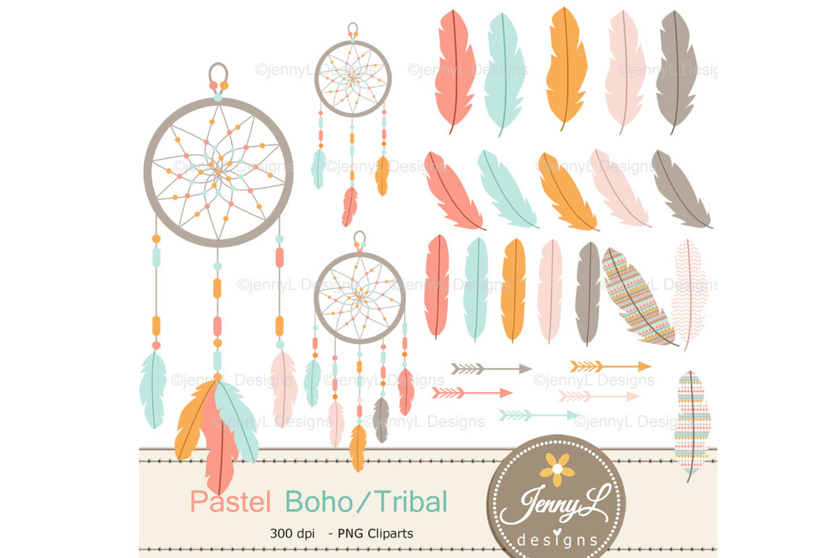 Pastel Boho Digital Papers Clipart, a Pattern Graphic by JennyL Designs (Photo 2 of 5)