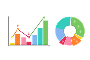 Set of colorful growing charts on, a Finance Illustration by innakreativ