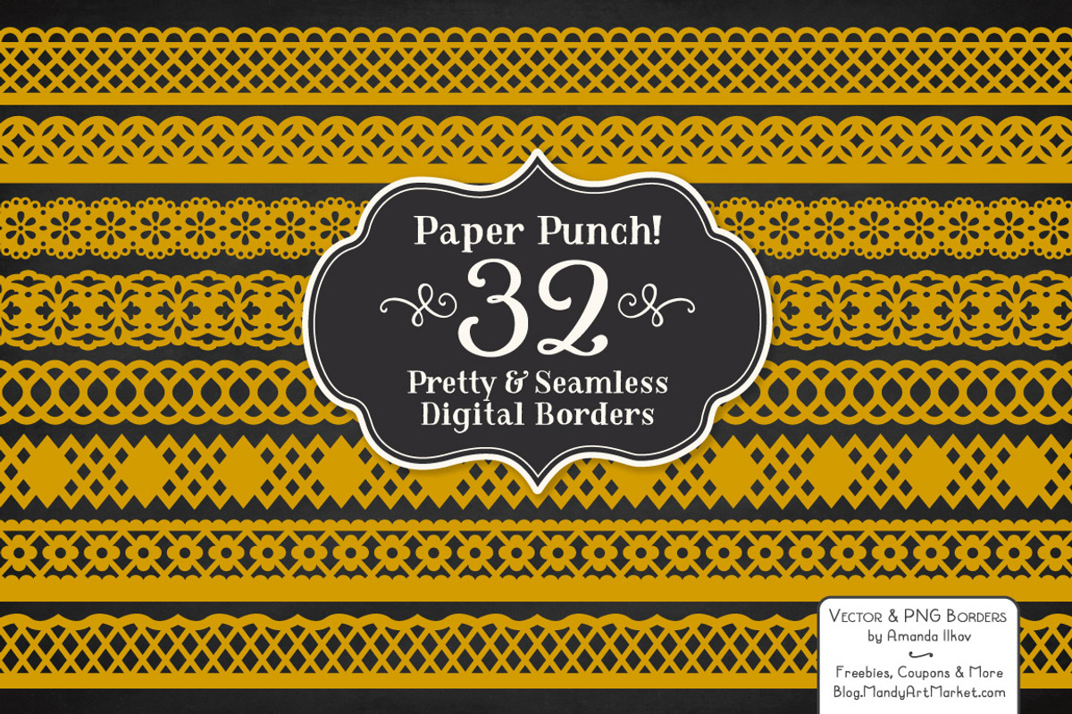 Mustard Lace Vector Clipart Borders, an Illustration by Amanda Ilkov (Photo 2 of 5)