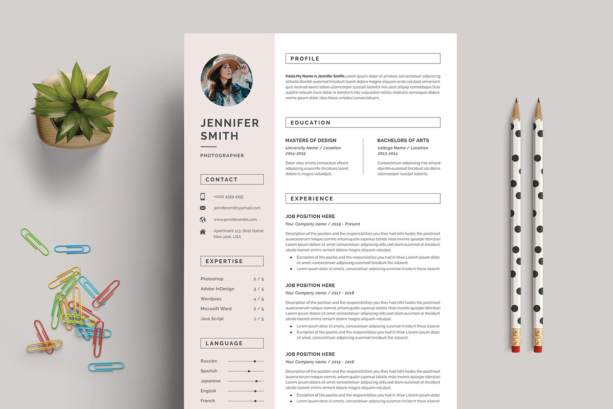 Resume/CV - Feminine, a Resume Template by ThemeDevisers