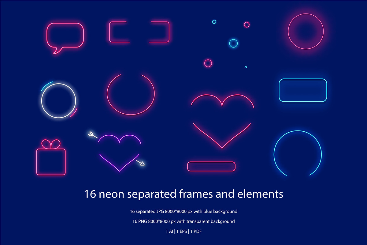 Happy Valentines Day neon pack, an Illustration by GapArt (Photo 4 of 7)