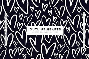 Outline Hearts, a Pattern Graphic by MalyskaStudio