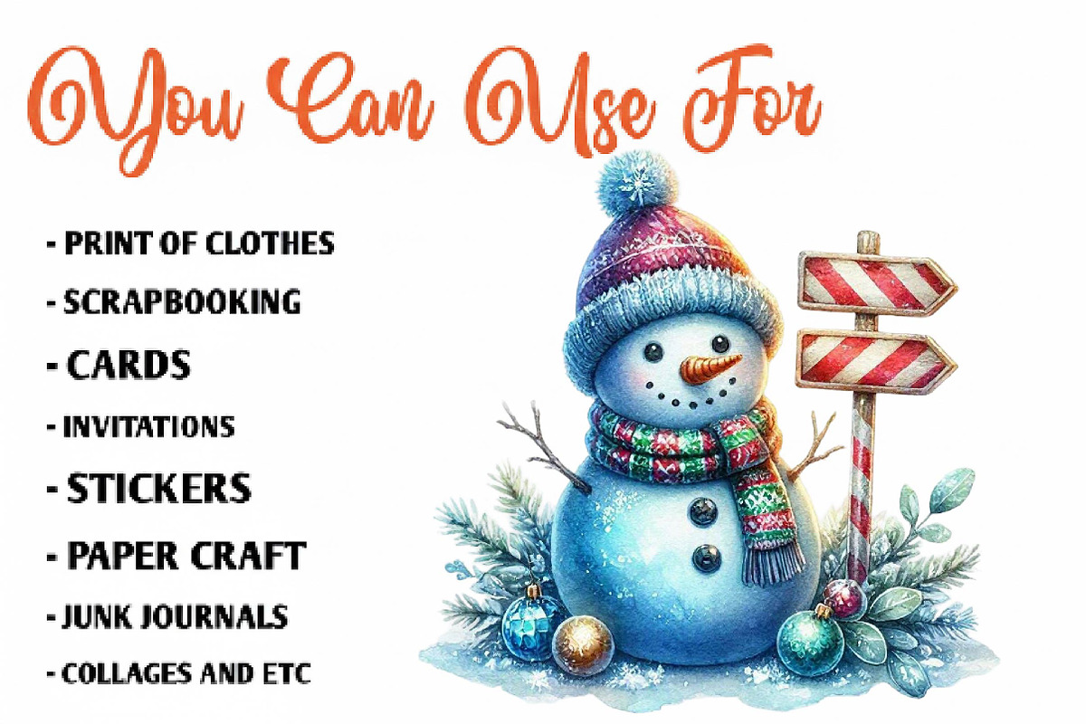 Watercolor Blue Snowman, a Seasonal Illustration by CreationArt (Photo 5 of 7)