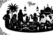 50 Ramadan Iftar Silhouette Bundle, an Illustration by Gfx_Store (Thumbnail 48 of 49)