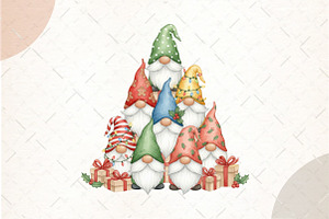 Little Christmas Tree Gnomes Png, an Illustration by Watercolor design