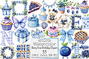 Watercolor Berry First Birthday Clip, a Seasonal Illustration by Design Market (Thumbnail 1 of 5)