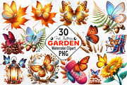 Fall Butterfly Garden Clipart, an Illustration by RobertsArt (Thumbnail 1 of 7)