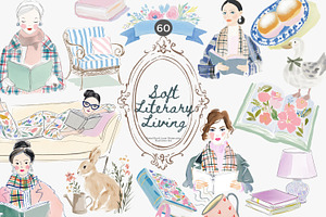 Soft literary living clipart bundle, a Decorative Illustration by Patishop Art