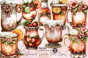 Whimsical Summer Beer Clipart Bundle, an Illustration by SVGArt