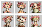 Whimsical Spring Cat Clipart, an Illustration by Black Bird Studio (Thumbnail 5 of 5)