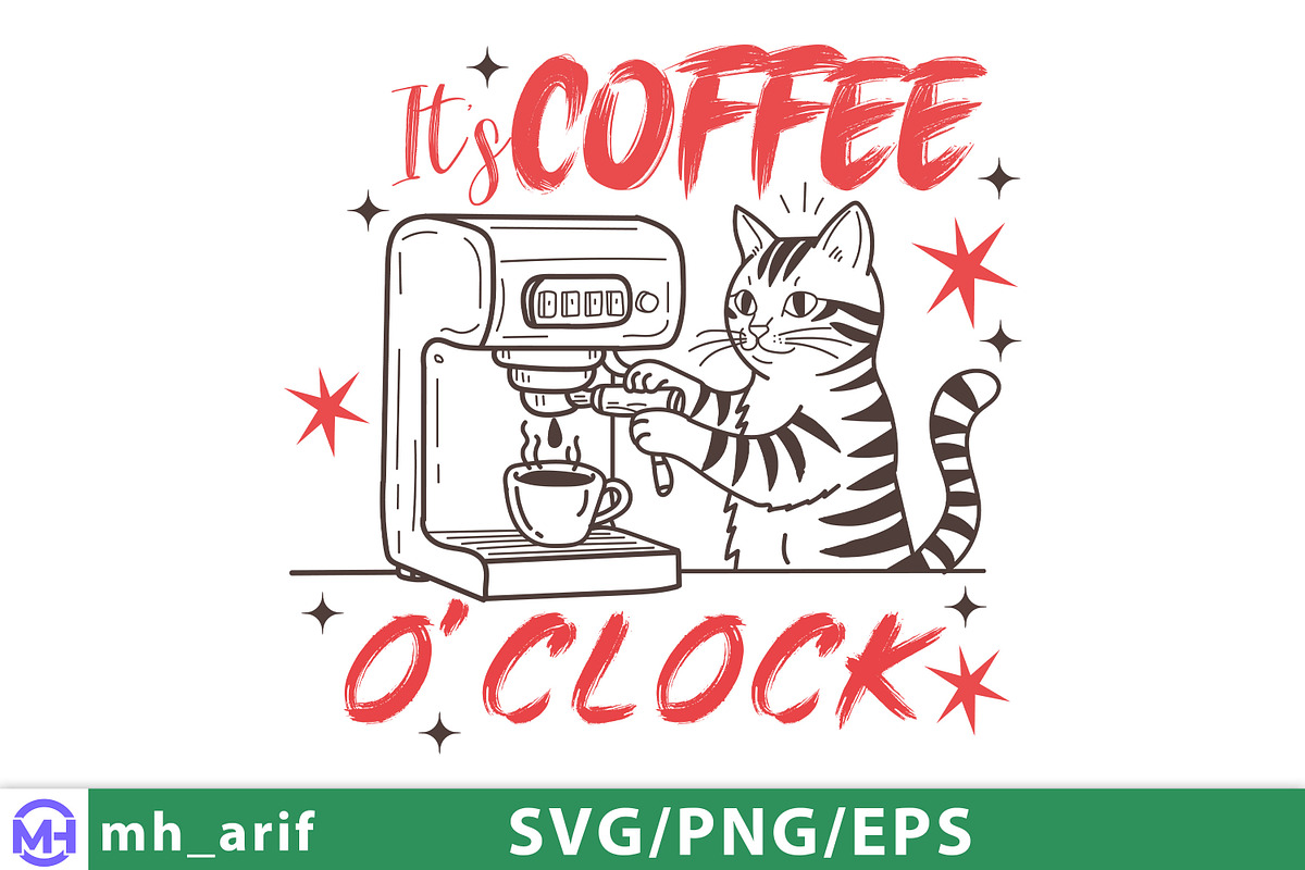 Cat Coffee Machine Hand-drawn SVG, a Graphic by mh_arif (Photo 1 of 4)