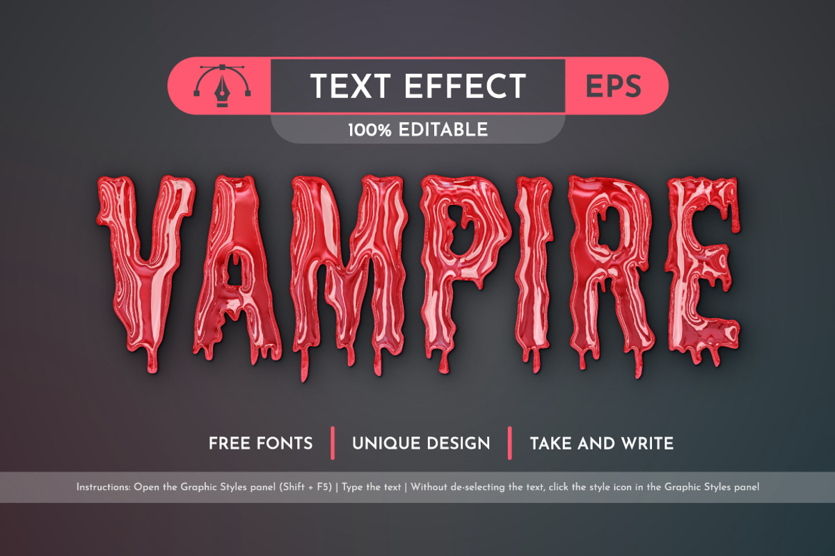 5 Vampire Editable Text Effects, a Layer Style Add-On by rwgusev (Photo 6 of 7)