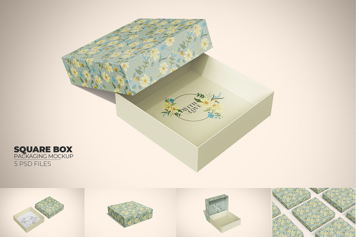 Square Box Packaging Mockup, a Packaging Mockup by Sheikhadesign (Photo 1 of 10)