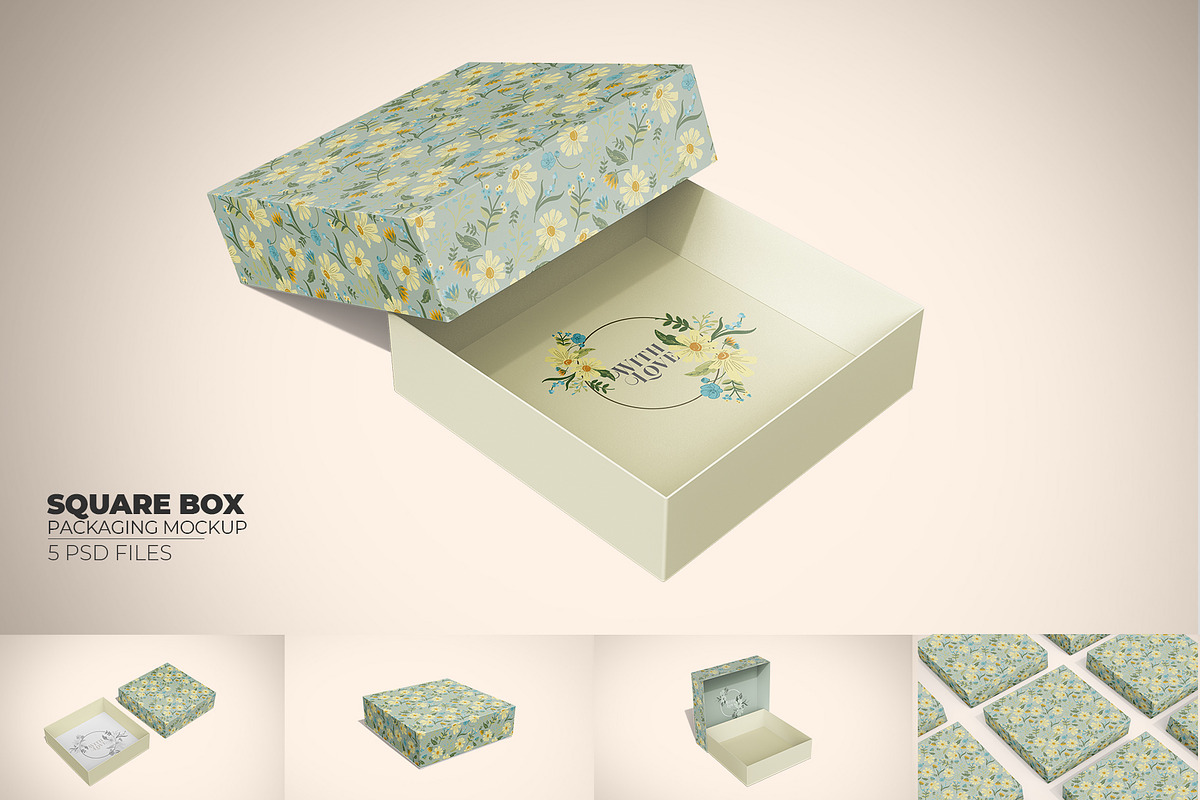 Square Box Packaging Mockup
