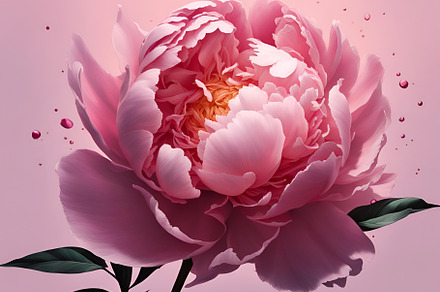Pink single peony on a pink backgrou, a Nature Photo by Edalin's Store