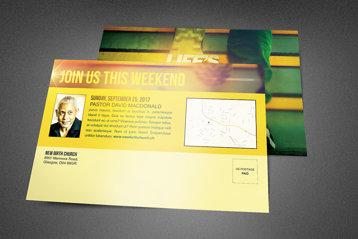 Life's Ups and Downs Church Postcard, a Card Template by loswl (Photo 2 of 2)