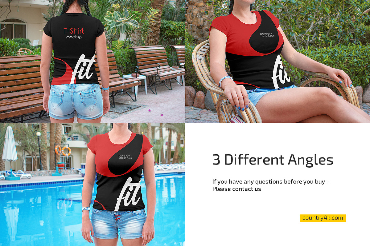 Women's Slim-Fit T-Shirt Mockup Set, a Shirt Mockup by Country4k (Photo 4 of 4)