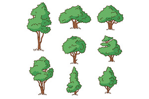 Trees, set of cartoon drawings, an Object Illustration by Cmeree