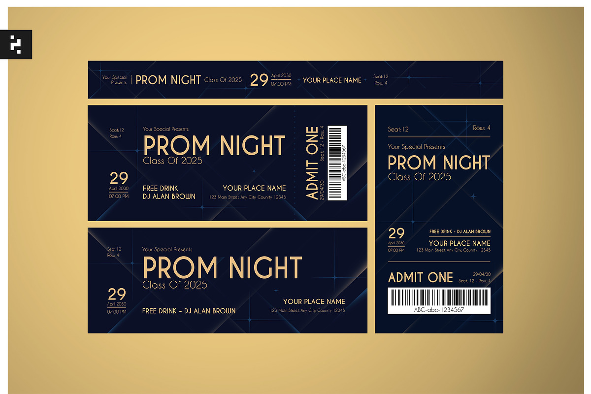 Elegant Prom Night Ticket, a Stationery Template by Neermana (Photo 1 of 4)
