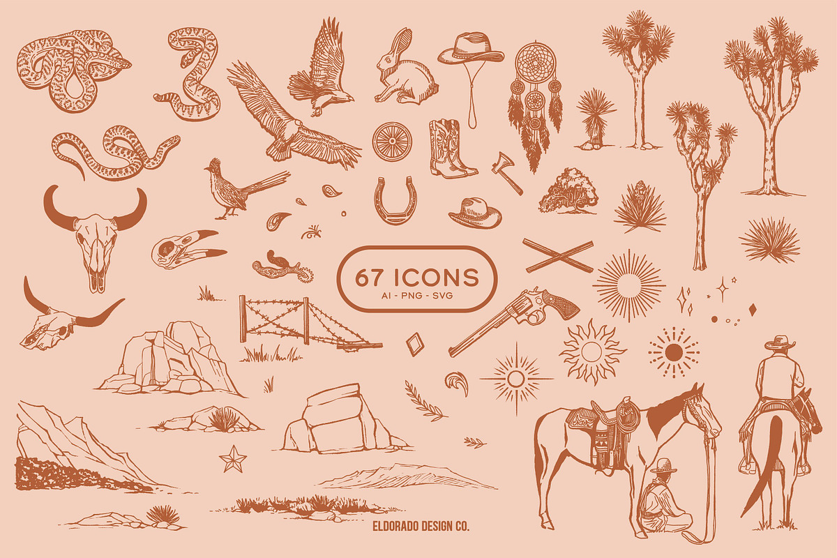 Western Graphic Pack -Vintage Desert, an Animal Illustration by Eldorado Design Co. (Photo 2 of 6)
