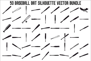 Baseball Bat Silhouette Vector Bundl, an Illustration by Creativeshirt