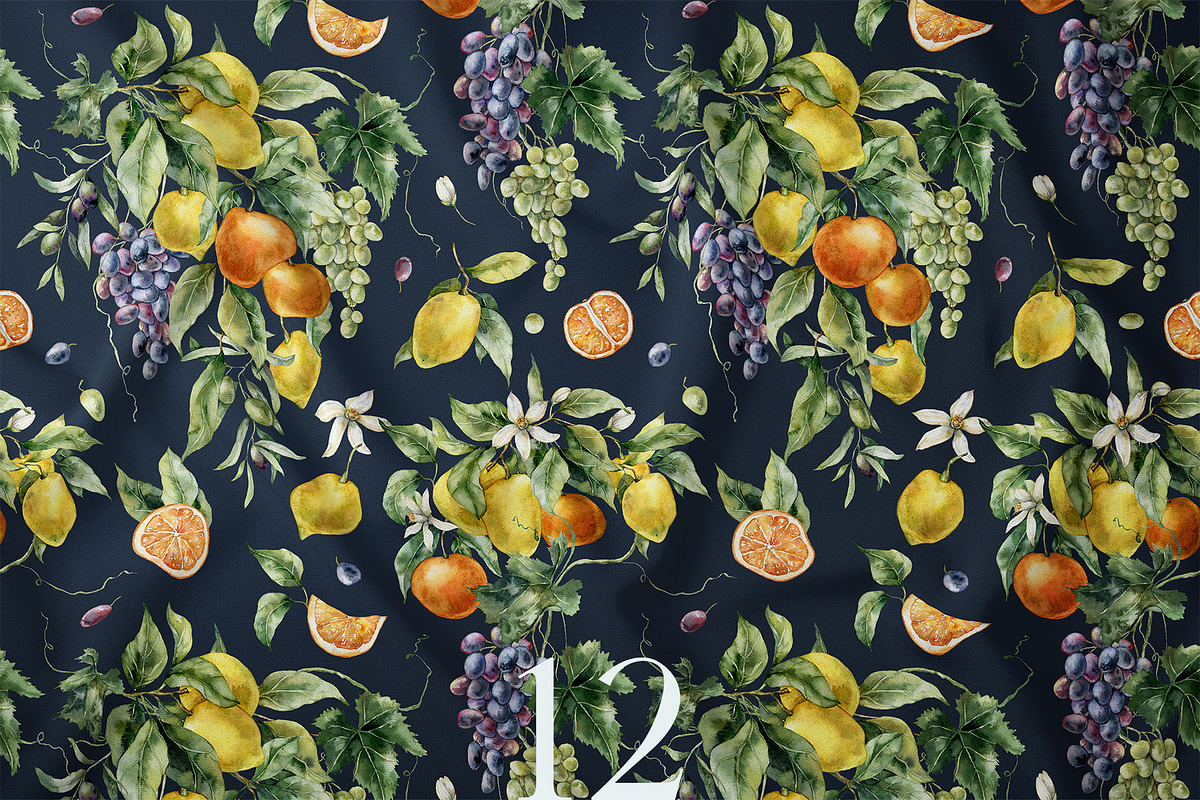 Mediterranean citrus tile watercolor, a Decorative Illustration by Yuliya Derbisheva (Photo 13 of 15)