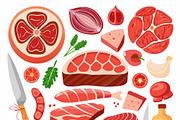 Assorted Raw Meats and Ingredients, a Food Illustration by SouravDesign (Thumbnail 3 of 3)