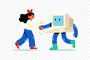 Woman and Robot Handshake, a Technology Illustration by Partikusi Design (Thumbnail 3 of 3)
