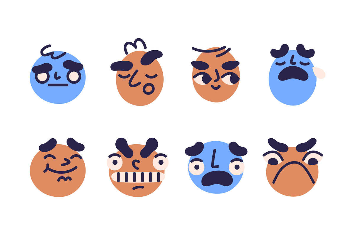 Cute funny abstract face icons set, a Person Illustration by Good Studio (Photo 2 of 6)