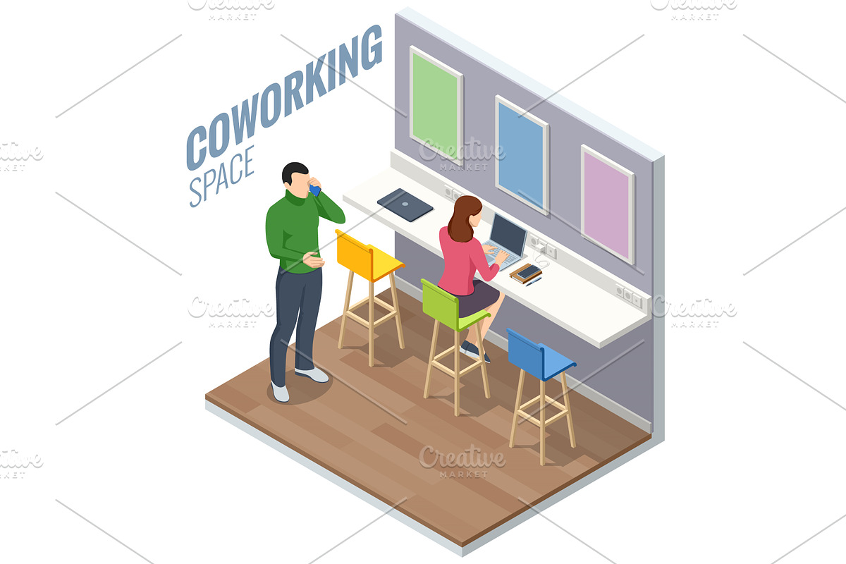 Isometric illustration of two people, a Finance Illustration by Golden Sikorka