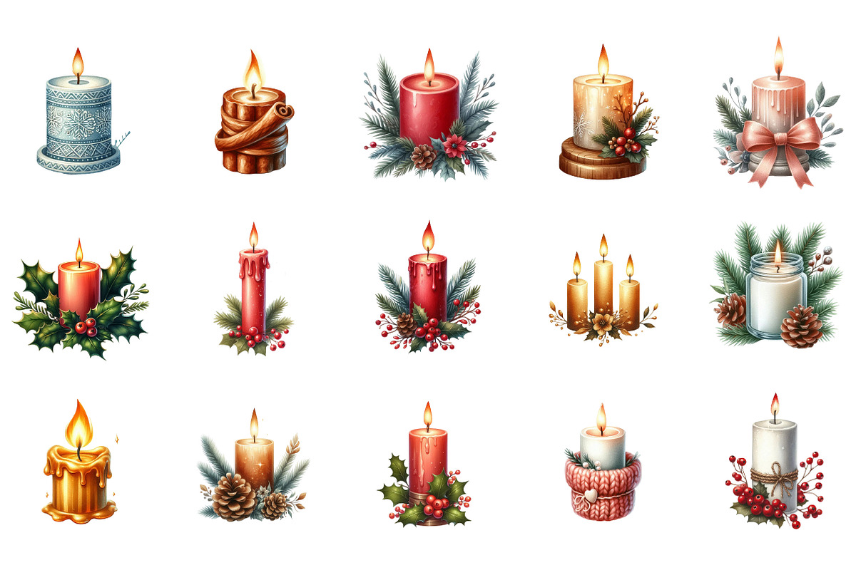 Warm Winter Candle Christmas Clipart, an Illustration by Designking (Photo 3 of 5)