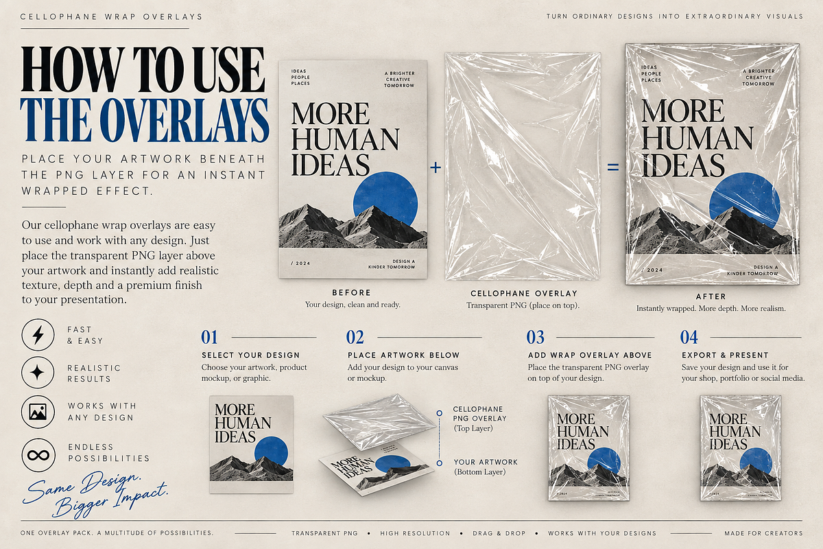 30 Transparent Plastic Wrap Overlays, a Texture Graphic by Designertale (Photo 9 of 10)