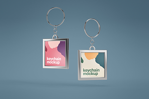 Silver & Card Keychain Mockup Set