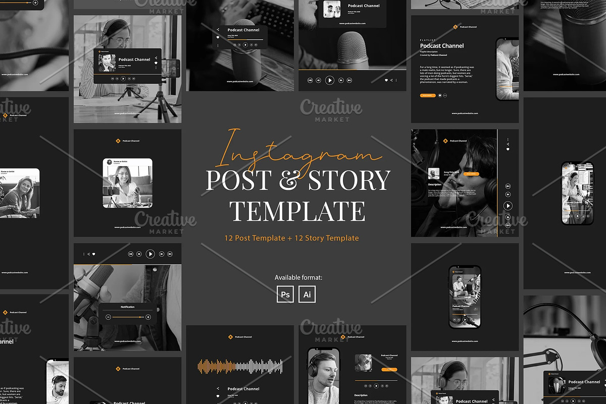 Set of Podcast Instagram Template, a Social Media Template by Dimas Rizki Pratama (Photo 2 of 12)