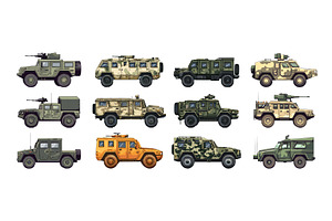 Armored military vehicles cartoon, a Transportation Illustration by Onyx