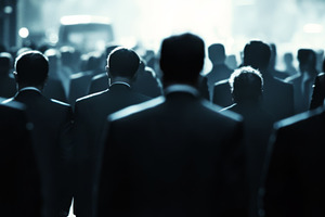 Crowd of Businessmen Walking in the City at Sunrise, an Abstract Photo by Natalia Klenova's Shop