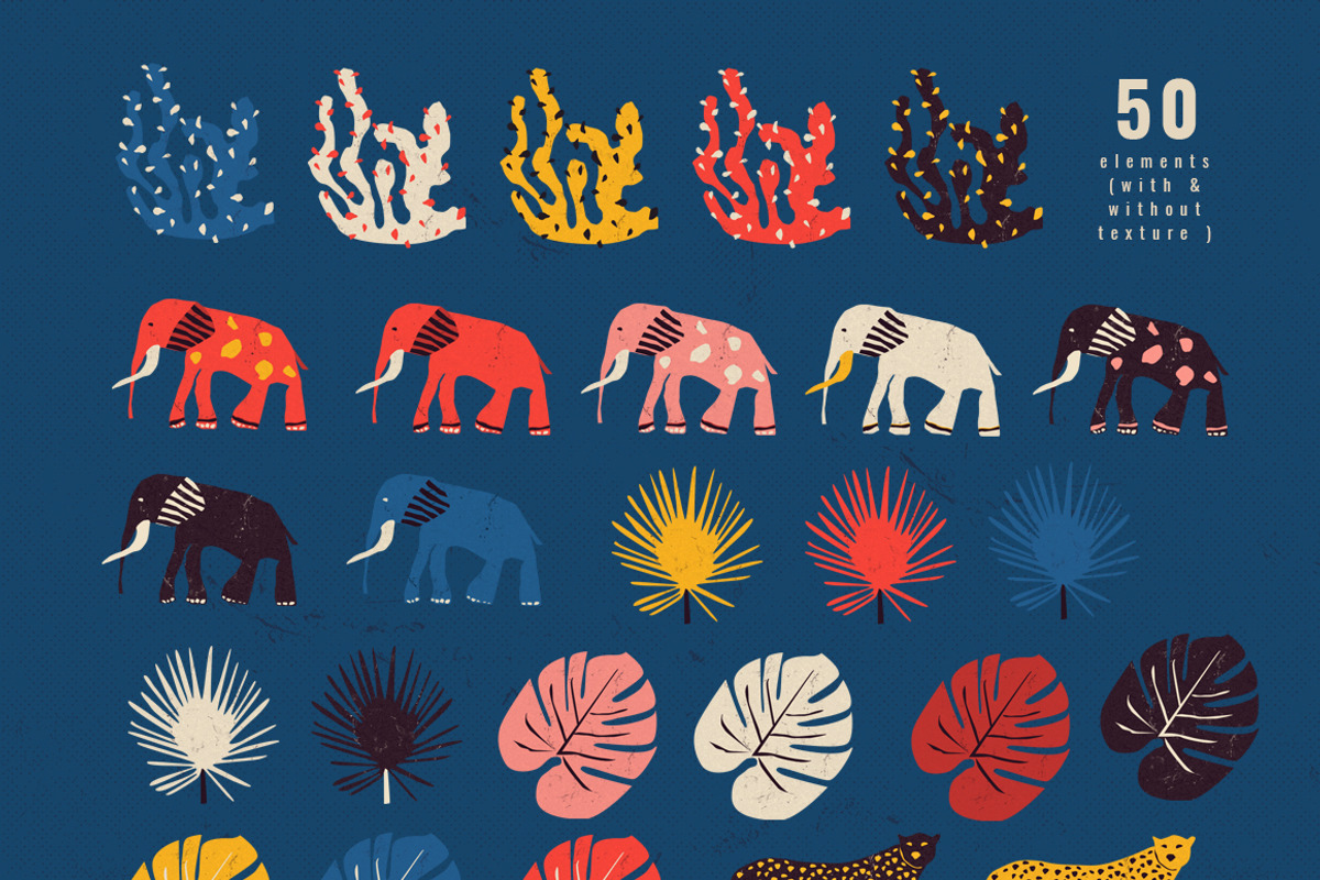 Risograph Tropic Objects&Backgrounds, an Object Graphic by CreativeFolks (Photo 4 of 8)