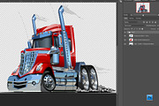 Cartoon semi truck, a Transportation Illustration by Mechanik (Thumbnail 3 of 3)