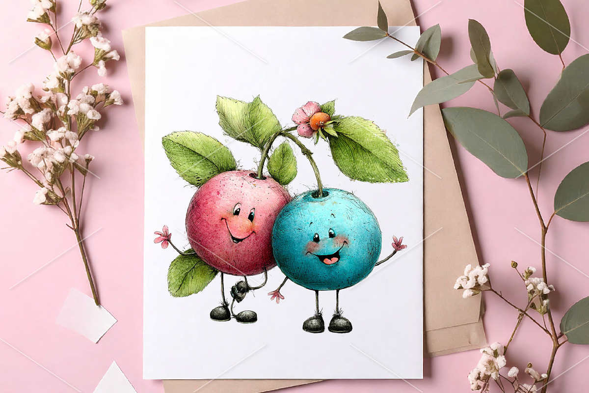 Whimsical Quirky Cute Funny Fruit, a Seasonal Illustration by Canvas Craft (Photo 7 of 7)