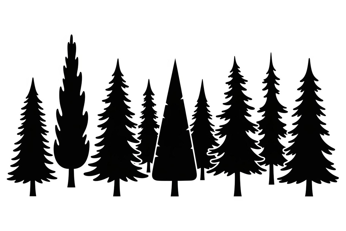 Woodland & Forest Tree Silhouettes B, an Illustration by jahid234 (Photo 32 of 41)