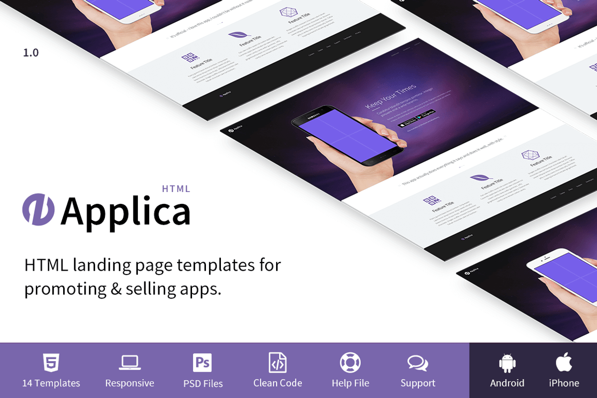 Applica - Responsive Landing Pages, a HTML Template by DesignLots