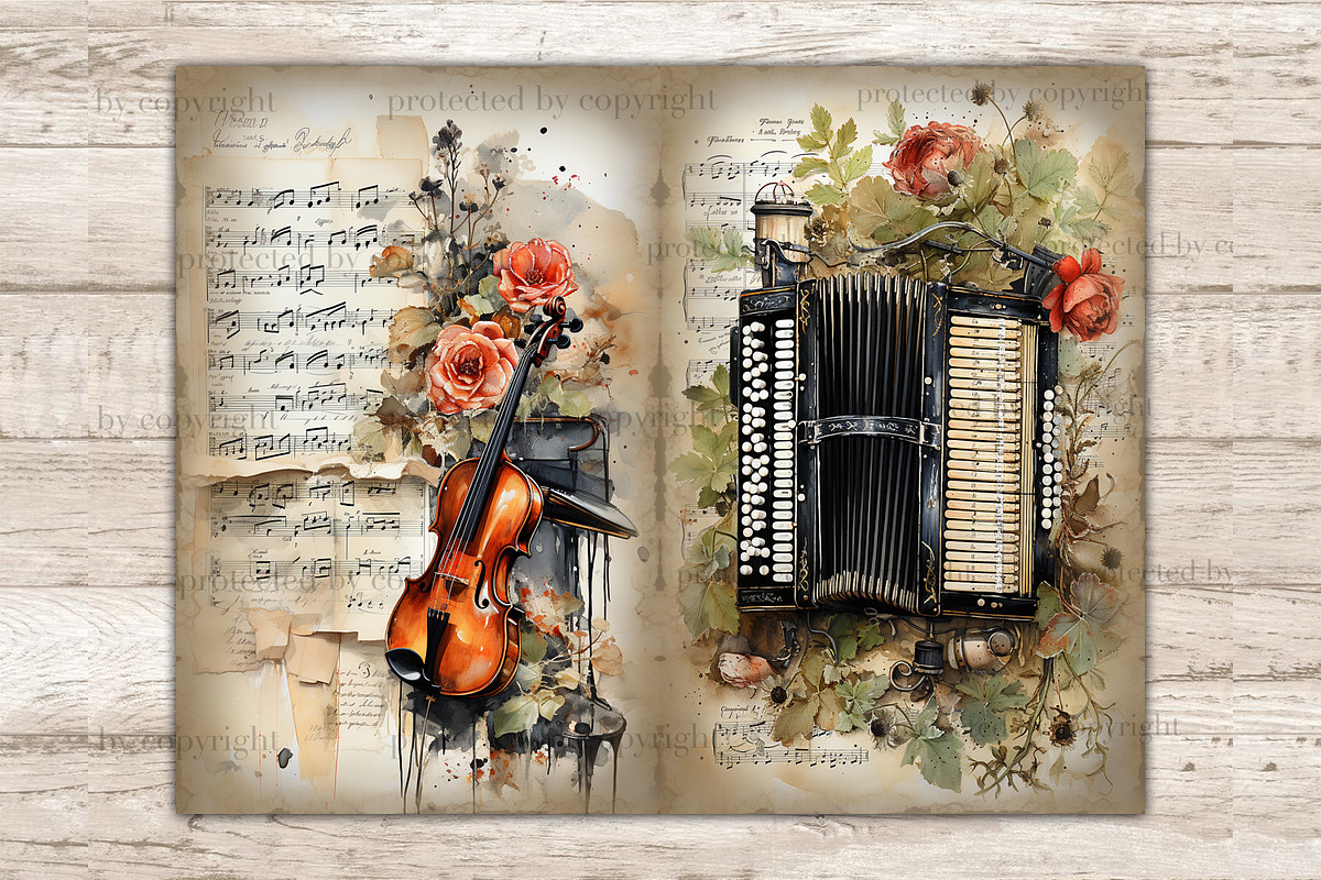 Musical Instruments Printable Paper, an Object Illustration by GlamArtZhanna (Photo 5 of 9)
