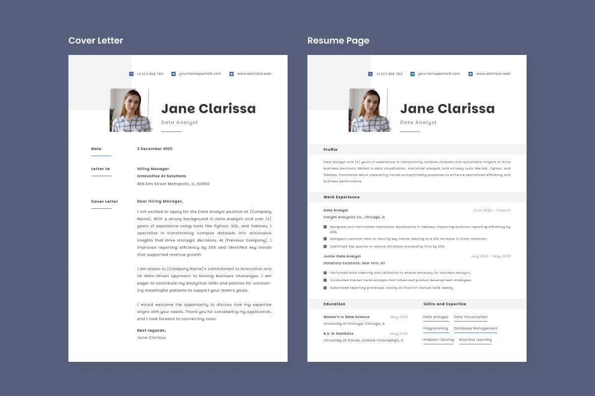 Data Analyst CV Resume Design, a Resume Template by twinstd (Photo 2 of 2)