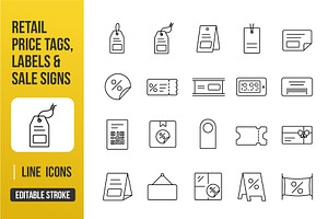 Retail Price Tags & Sale Signs Icons, an Outline Icon by Grand Design