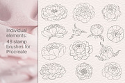 Peony procreate stamps, cliparts, a Brush Add-On by Veronika Gotovceva (Thumbnail 2 of 8)