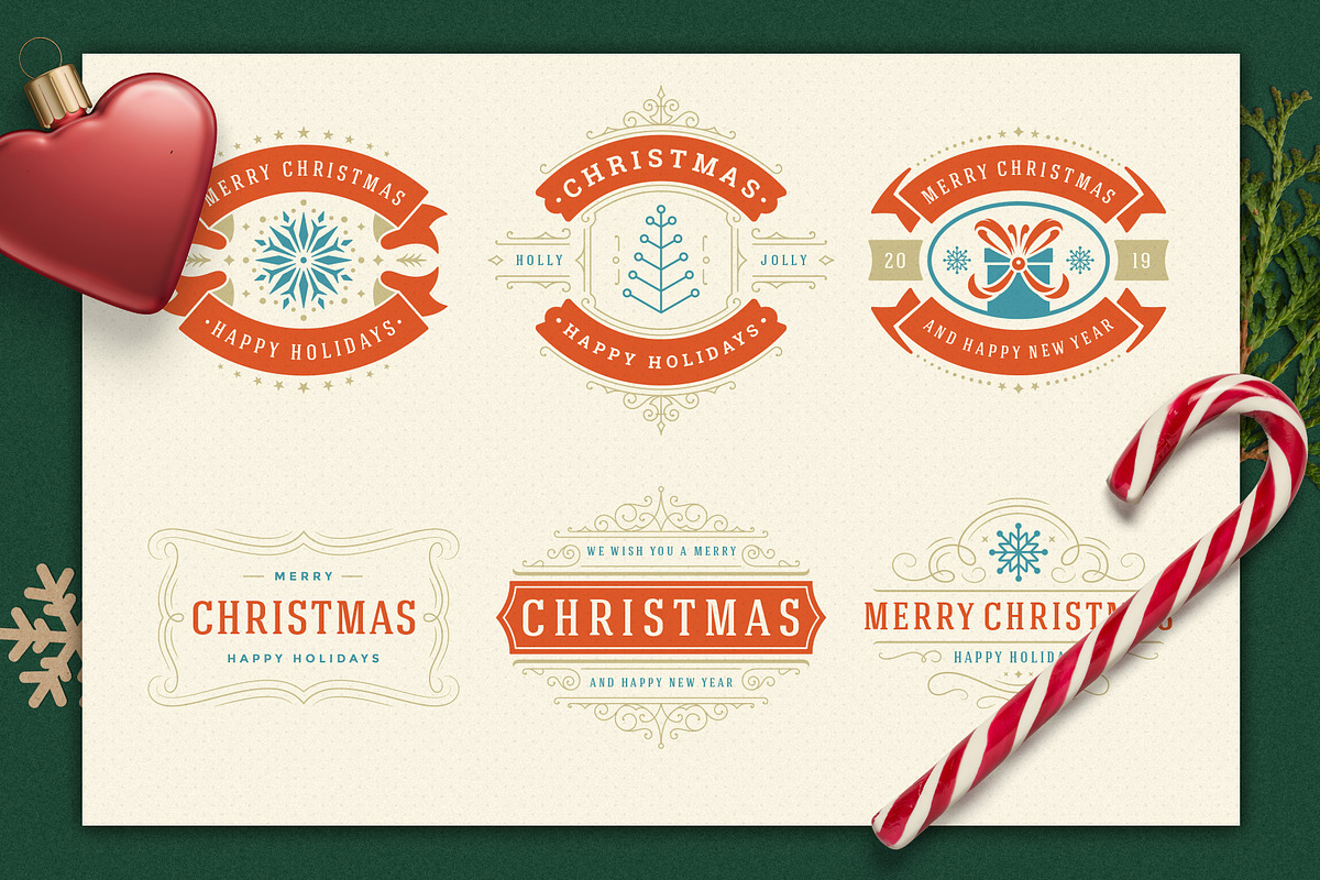 Christmas Retro Design Bundle, a Decorative Illustration by Vasya Kobelev (Photo 4 of 11)