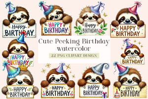 Peeking Birthday Animal Clipart Bund, an Illustration by DreamArtGraphic